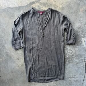 Comptoir Des Cotonniers Shift Dress Women's Small Green 3/4 Sleeve Split Collar